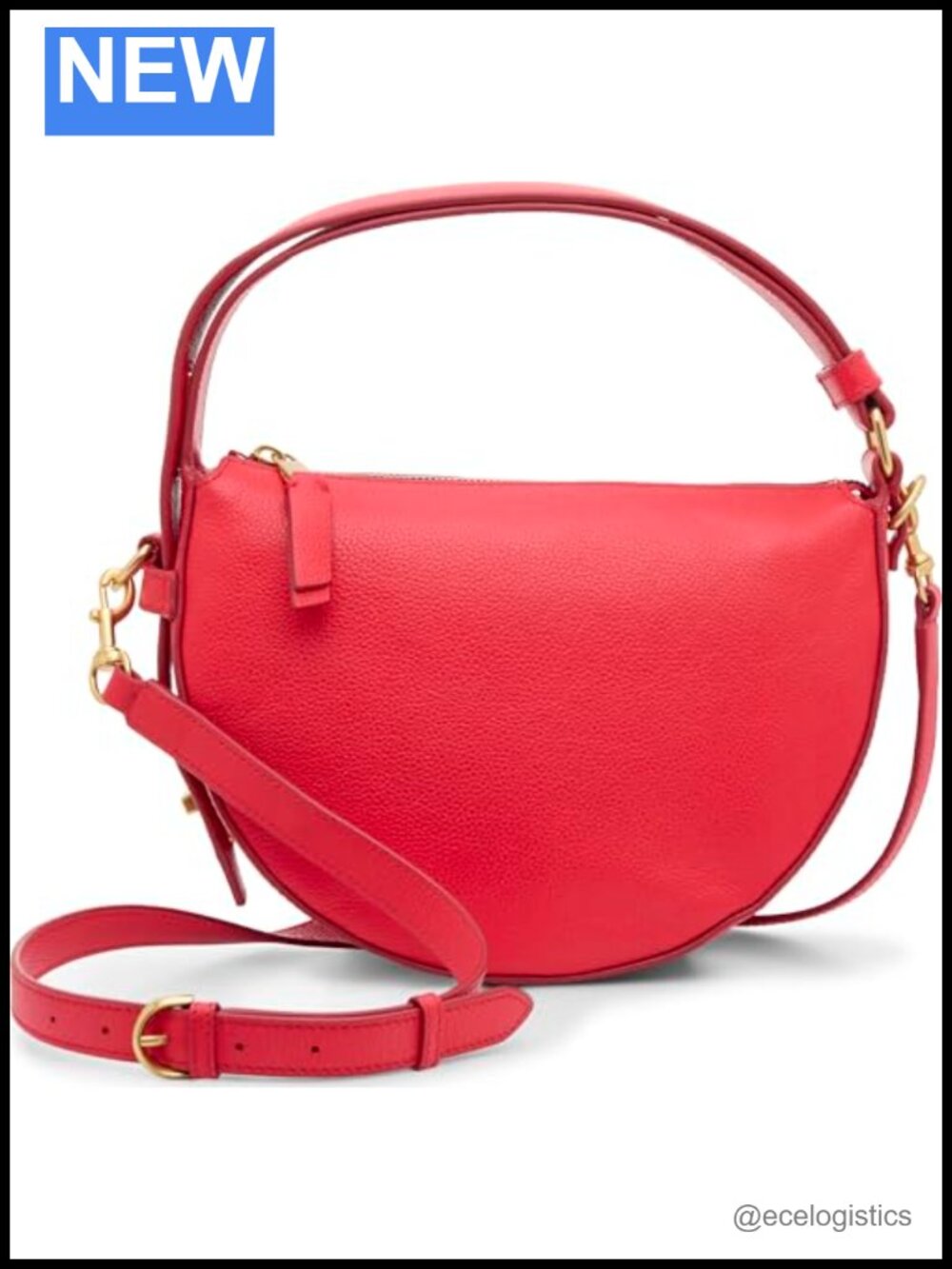 Vince Camuto Karla Genuine Leather Crossbody Bag Magnetic Snap Closure (Poppy)